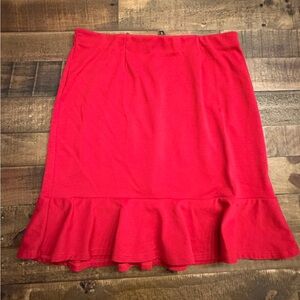 JustFab Vibrant Red Pencil Skirt with Ruffle Hem